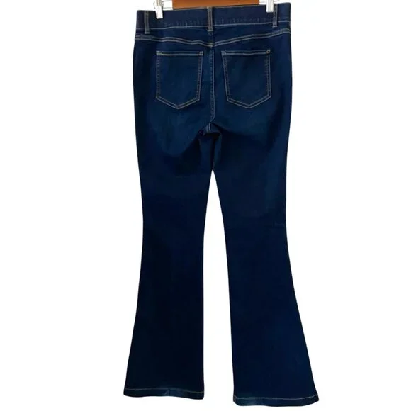 SPANX High Rise Pull-On Flare Midnight Dark Wash Jeans Size L - Picture 10 of 16